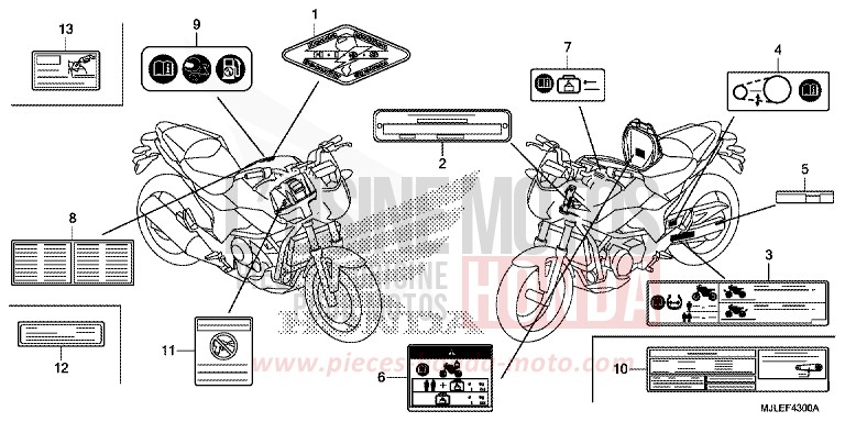 WARNETIKETT von NC750SD SEAL SILVER METALLIC (NHA14) von 2014
