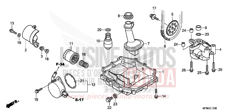 OELWANNE/OELPUMPE von CB1000R HYPER RED (R348B) von 2015