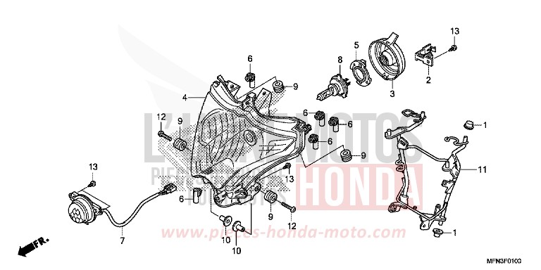 SCHEINWERFER von CB1000R HYPER RED (R348B) von 2015