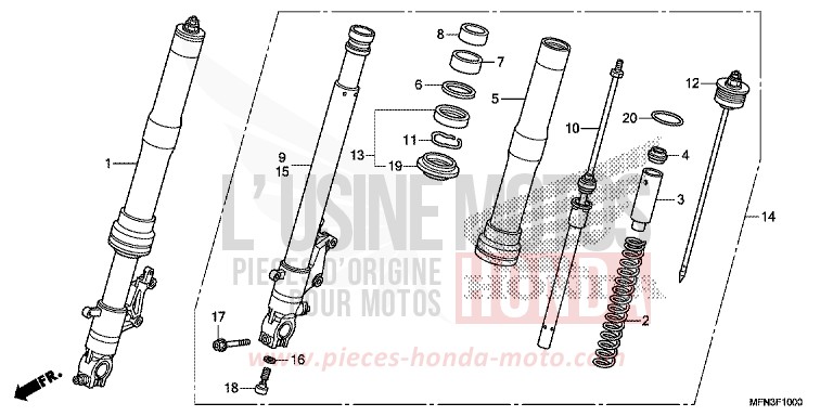 GABEL, VORNE von CB1000R HYPER RED (R348B) von 2015