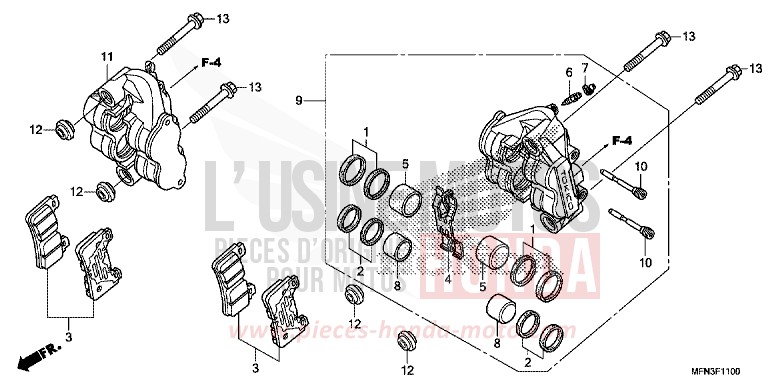 VORDERRAD-BREMSSATTEL (CB1000R) von CB1000R HYPER RED (R348B) von 2015