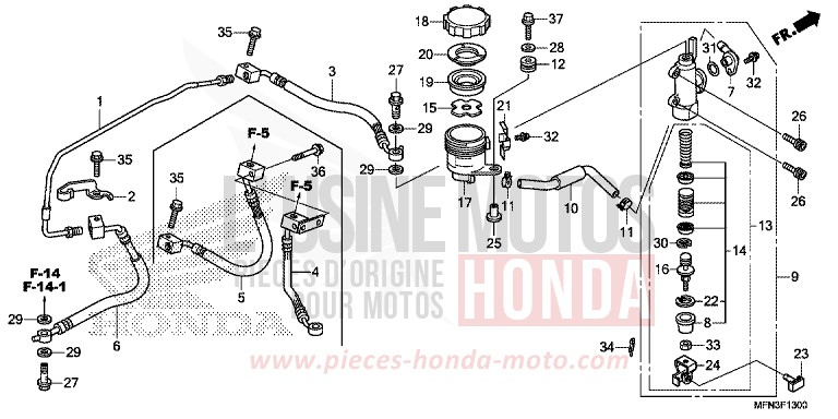 REAR BRAKE MASTER CYLINDER von CB1000R HYPER RED (R348B) von 2015