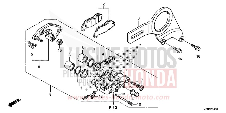HINTERRAD-BREMSSATTEL (CB1000R) von CB1000R HYPER RED (R348B) von 2015