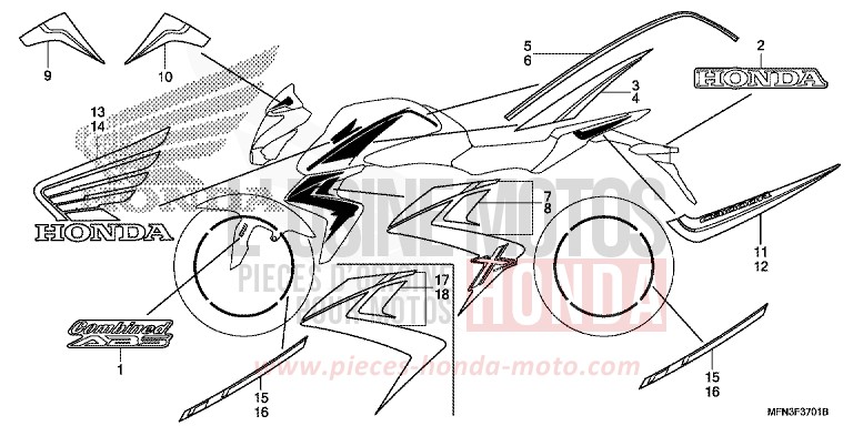 MARKE (CB1000RE,RF/1000RAE,RAF) von CB1000R HYPER RED (R348B) von 2015