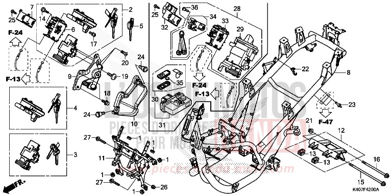 CARROSSERIE DE CHASSIS (NSS125DF/ADF/ADH) von Forza MAT PEARL COOL WHITE (NHB44B) von 2015