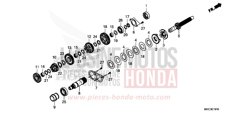 BOITE DE VITESSES (ARBRE SECONDAIRE) von GL1800 PEARL GLARE WHITE (NHB53) von 2018