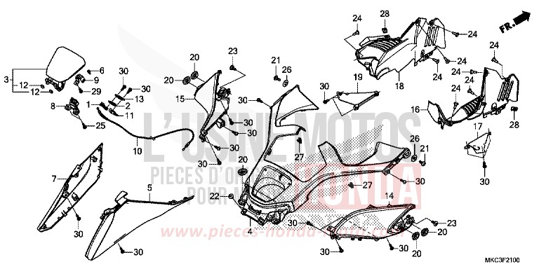 COUVERCLE von GL1800 PEARL GLARE WHITE (NHB53) von 2018
