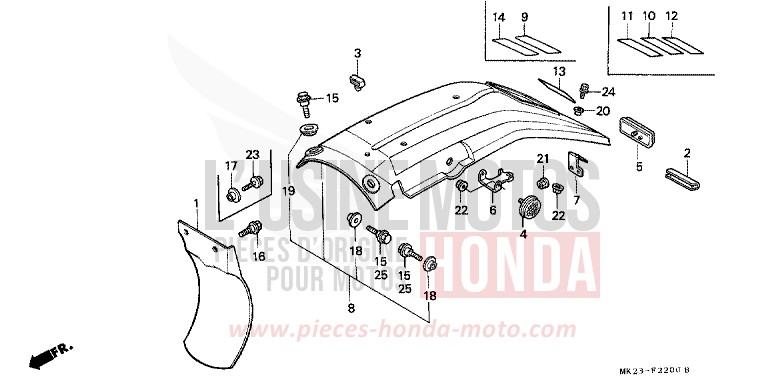 KOTFLUEGEL, HINTEN von XR600R SHASTA WHITE (NH138H) von 1992