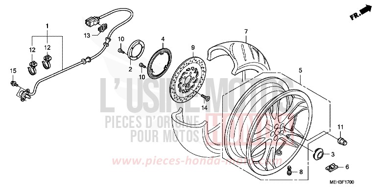 HINTERRAD von DN-01 GRAPHITE BLACK (NHB01) von 2008