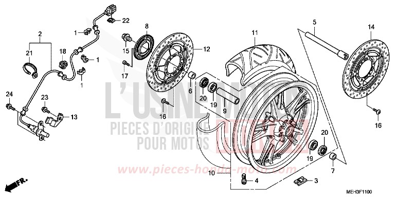 VORDERRAD von DN-01 SWORD SILVER METALLIC (NHA95) von 2009