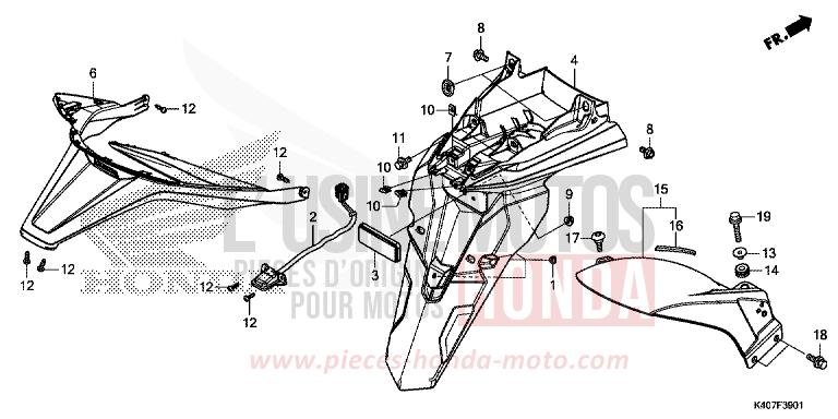 GARDE-BOUE ARRIERE/FEU D'IMMATRICULATION (NSS125ADK) von Forza MAT PEARL COOL WHITE (NHB44) von 2020