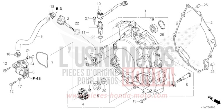 PANNEAU CARTER-MOTEUR D./POMPE A EAU von SH350i NOIR (NH1) von 2021