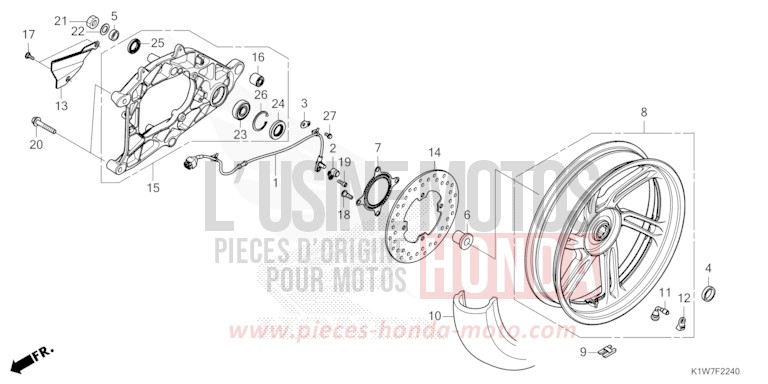 HINTERRAD/SCHWINGE von SH350i MAT RUTHENIUM SILVER METALLIC (NHB88) von 2021