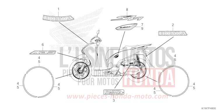 MARKE/STREIFEN von SH350i MAT BLACKY GRAY METALLIC (NHA32) von 2021