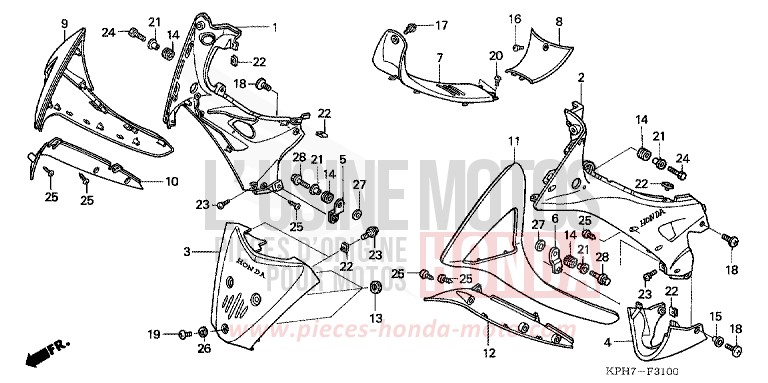 HAUPTLEITUNGSABDECKUNG/ FUSSVERKLEIDUNG (1) von Innova CANDY LIGHTNING BLUE (PB325) von 2006