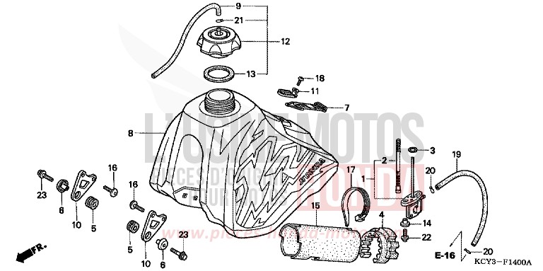 KRAFTSTOFFTANK von XR400R FIGHTING RED (R134) von 1998