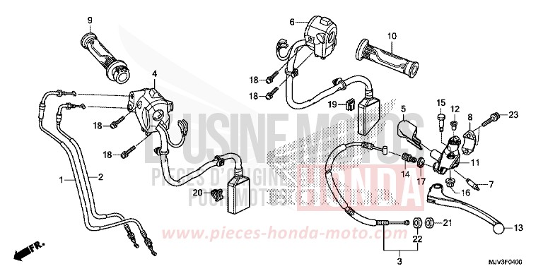 HEBELGRIFF/SCHALTER/KABEL von CBR500R ROSS WHITE (NH196) von 2015