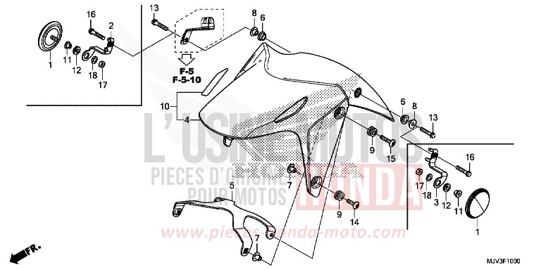 KOTFLUEGEL, VORNE von CBR500R ROSS WHITE (NH196) von 2015
