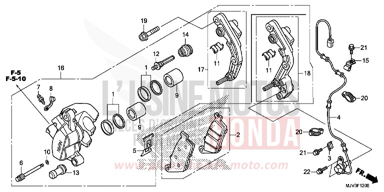VORDERRAD-BREMSSATTEL von CBR500R ROSS WHITE (NH196) von 2015