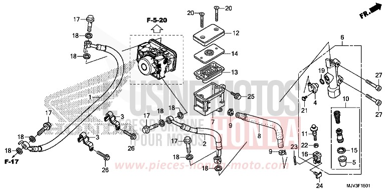 REAR BRAKE MASTER CYLINDER (ABS) von CBR500R ROSS WHITE (NH196) von 2015
