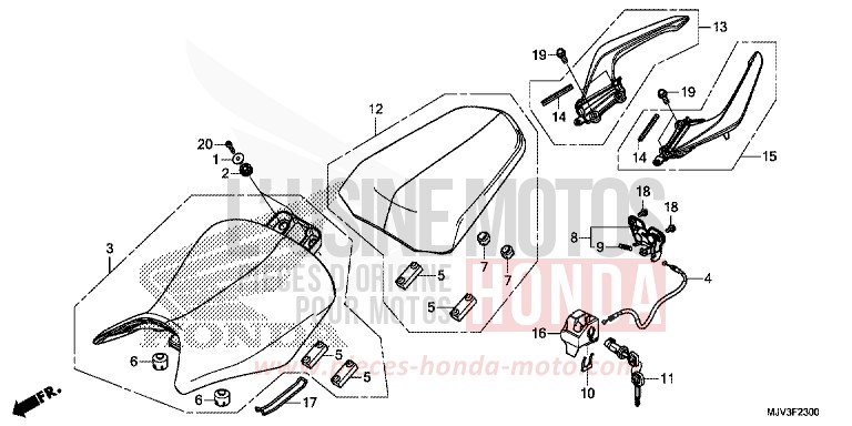 SITZ/HINTERER GRIFF von CBR500R ROSS WHITE (NH196) von 2015