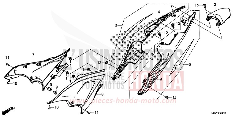 SEITENABDECKUNG/WINDLAUF, HINTEN von CBR500R GRAPHITE BLACK (NHB01) von 2015