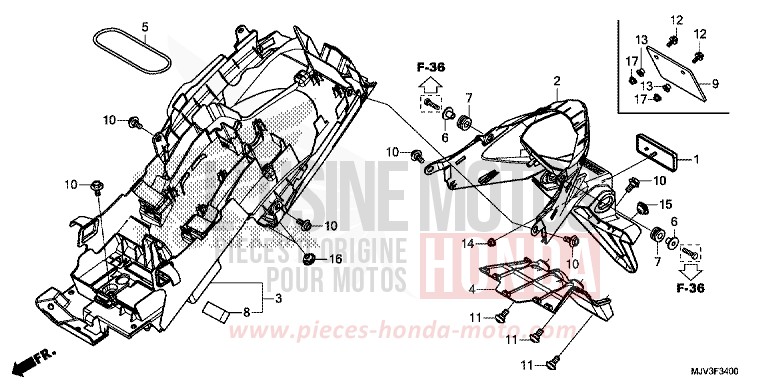 KOTFLUEGEL, HINTEN von CBR500R GRAPHITE BLACK (NHB01) von 2015