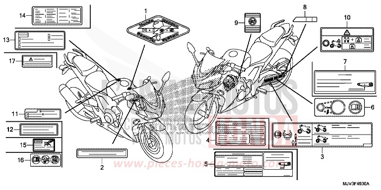 WARNETIKETT von CBR500R GRAPHITE BLACK (NHB01) von 2015