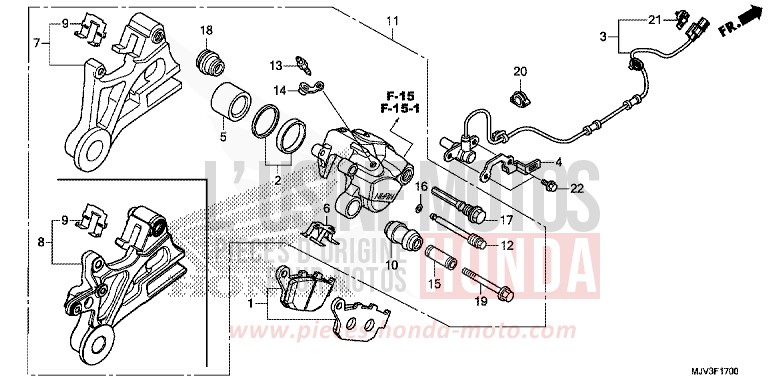 HINTERRAD-BREMSSATTEL von CBR500R MILLENNIUM RED (R263) von 2015