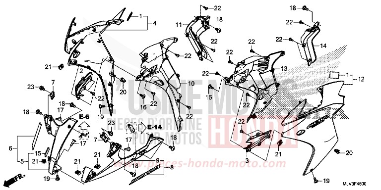 MITTLERER WINDLAUF von CBR500R MILLENNIUM RED (R263) von 2015