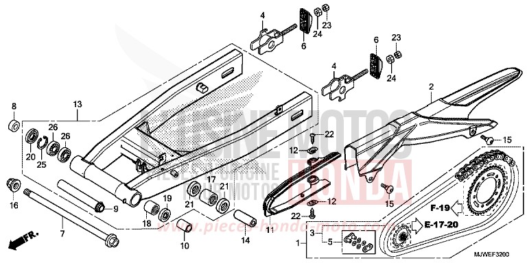 SCHWINGE von CBR500R MILLENNIUM RED (R263) von 2016