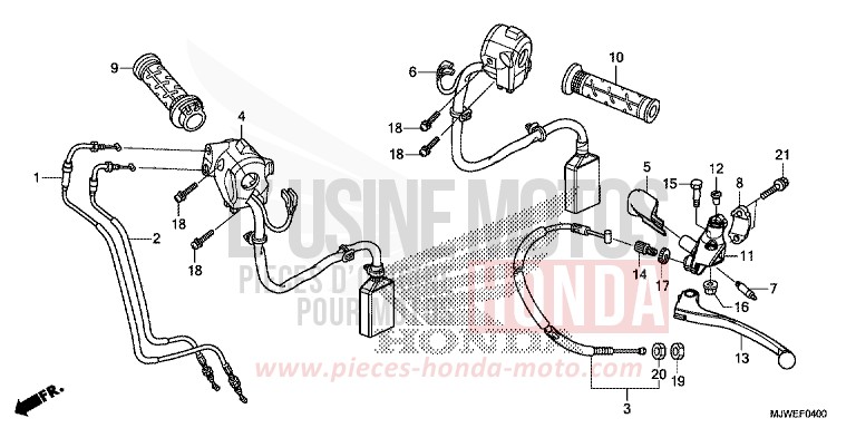 HEBELGRIFF/SCHALTER/KABEL von CBR500R ROSS WHITE (NH196) von 2016
