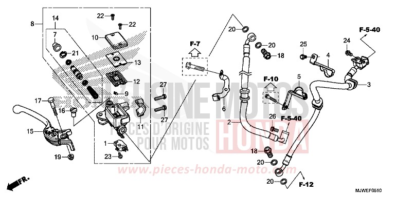 HAUPTBREMSZYLINDER, VORNE ZYLINDER (CBR500RA) von CBR500R ROSS WHITE (NH196) von 2016