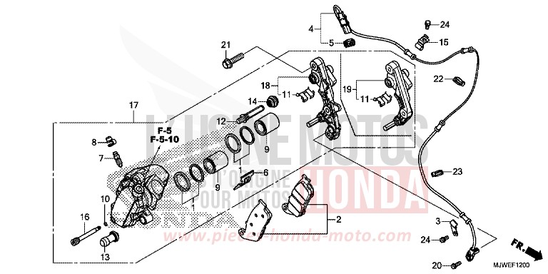 VORDERRAD-BREMSSATTEL von CBR500R ROSS WHITE (NH196) von 2016