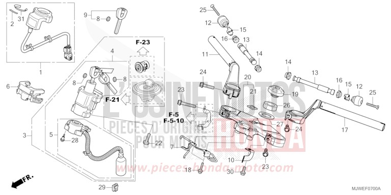 ROHRGRIFF/OBERE BRUECKE von CBR500R MAT GUNPOWDER BLACK METALLIC (NH436) von 2016