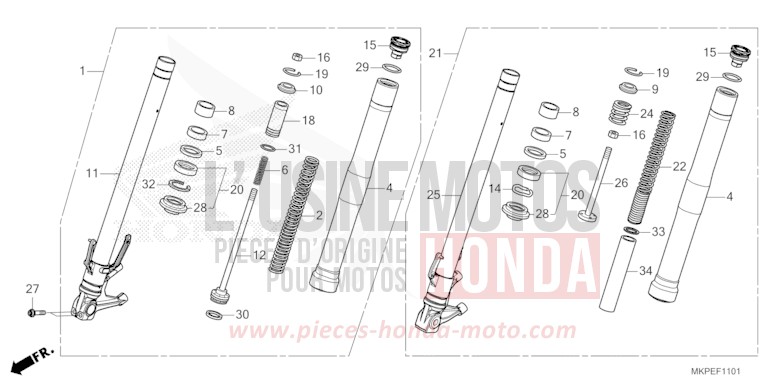 GABEL, VORNE (CB500FAN/P) von CB500F PEARL DUSK YELLOW (Y238) von 2022