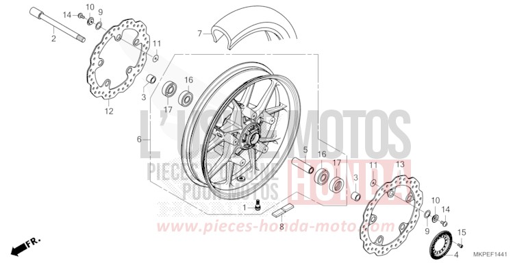 VORDERRAD (CB500FAN/P) von CB500F PEARL DUSK YELLOW (Y238) von 2022