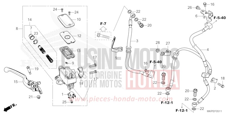 HAUPTBREMSZYLINDER, VORNE ZYLINDER (CB500FAN/P) von CB500F PEARL SMOKY GRAY (NHC53) von 2022