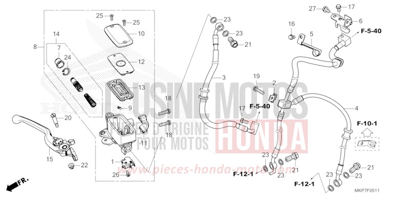 HAUPTBREMSZYLINDER, VORNE ZYLINDER (CB400XAN,CB500XAN/P) von CB500X GRAND PRIX RED (R380) von 2022