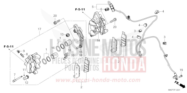 VORDERRAD-BREMSSATTEL (CB400XAN,CB500XAN/P) von CB500X GRAND PRIX RED (R380) von 2022