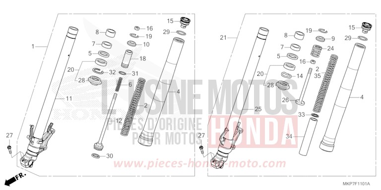 GABEL, VORNE (CB400XAN,CB500XAN/P) von CB500X MAT GUNPOWDER BLACK METALLIC (NH436) von 2022