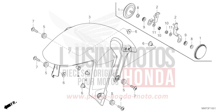 KOTFLUEGEL, VORNE (CBR500RAN/P) von CBR500R MAT GUNPOWDER BLACK METALLIC (NH436) von 2022