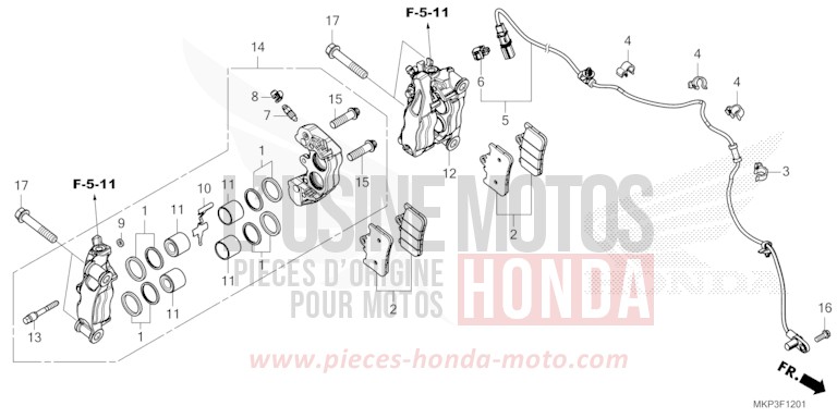 VORDERRAD-BREMSSATTEL (CBR500RAN/P) von CBR500R MAT GUNPOWDER BLACK METALLIC (NH436) von 2022