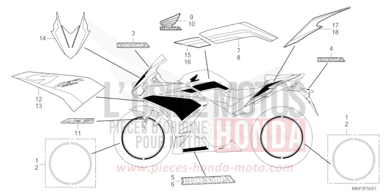 MARKE/STREIFEN (CBR500RAN/P) von CBR500R MAT GUNPOWDER BLACK METALLIC (NH436) von 2022