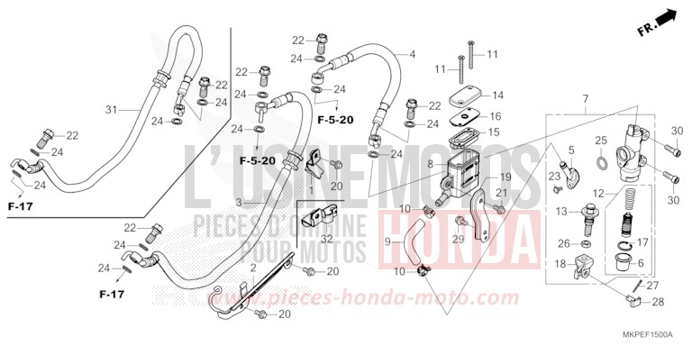 REAR BRAKE MASTER CYLINDER von CB500F GRAND PRIX RED (R380) von 2022