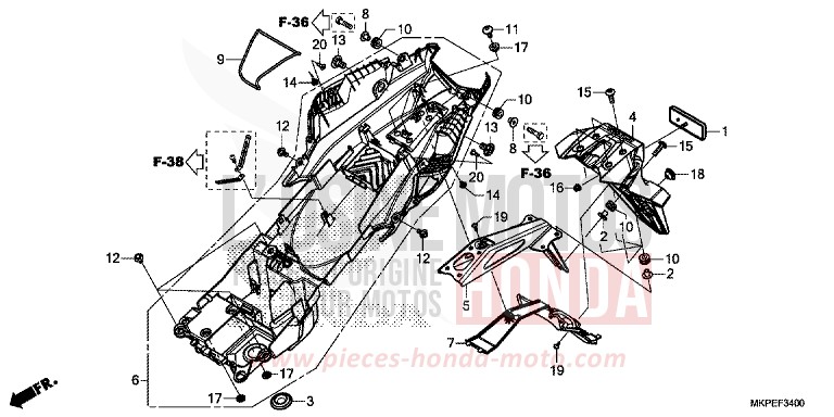 KOTFLUEGEL, HINTEN von CB500F GRAND PRIX RED (R380) von 2022