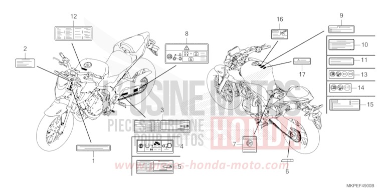 WARNETIKETT von CB500F GRAND PRIX RED (R380) von 2022