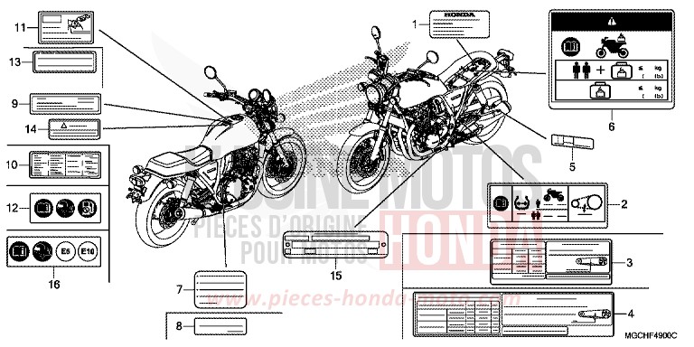 WARNETIKETT von CB1100 GRAPHITE BLACK (NHB01) von 2017