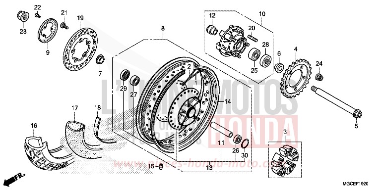 HINTERRAD (SPEICHE) von CB1100 CANDY ALIZARIN RED (R345) von 2014