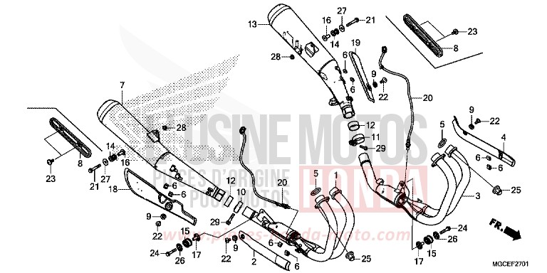 ABGAS-SCHALLDAEMPFER (CB1100SA/SAD) von CB1100 CANDY ALIZARIN RED (R345) von 2014